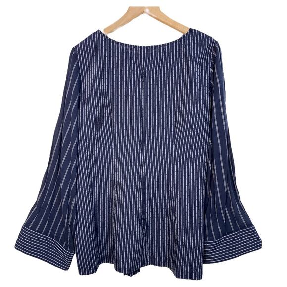 Gibson Latimer Striped Top Career Lightweight Flare Sleeves NWT Size L - Picture 2 of 7